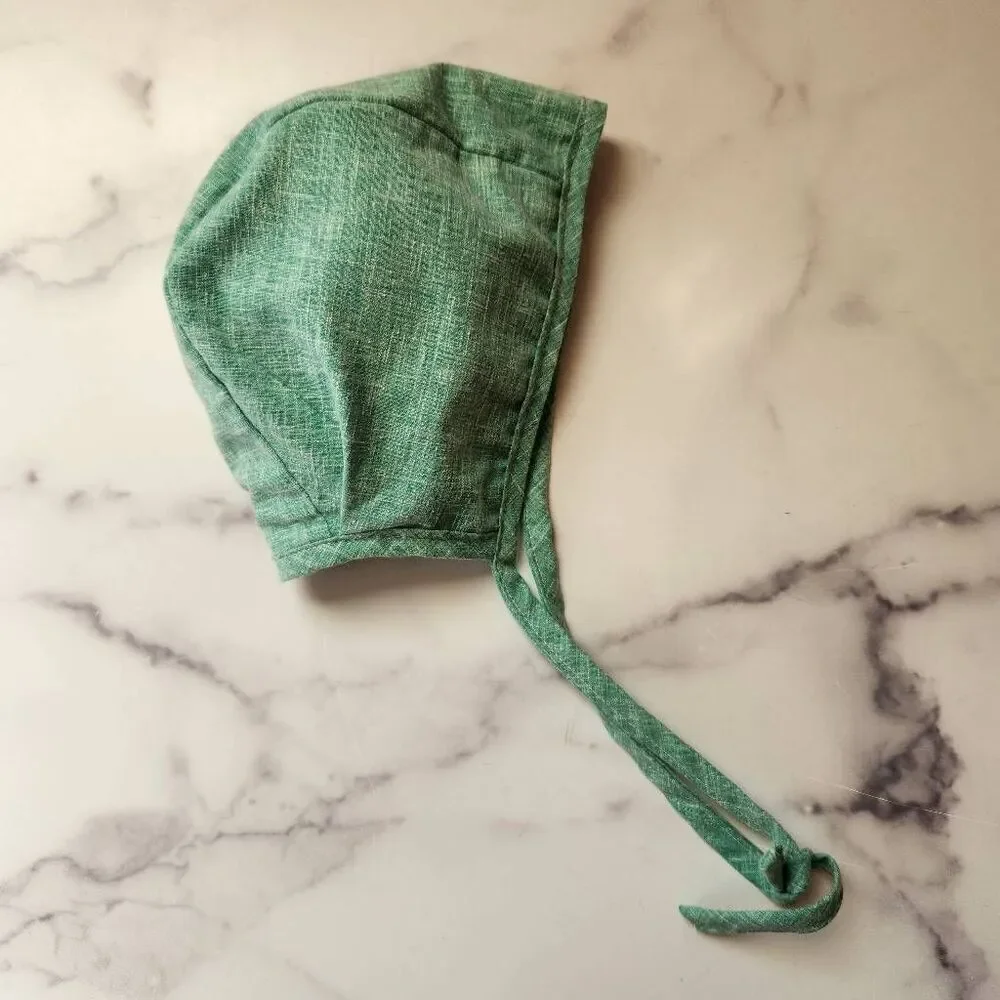 A Path Less Raveled cream floral lace reversible seafoam green bonnet girls 2-6